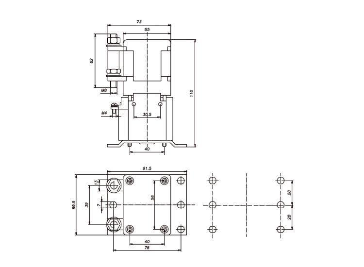 直流接觸器的外形結(jié)構(gòu)_ZJQ100H型直流接觸器結(jié)構(gòu)圖